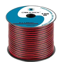 Cabletech Speaker kabel luidsprekersnoer CCA rood / zwart 2x 1mm Haspel 100m