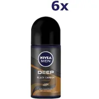 Nivea Men Deep Black Carbon Espresso Deo Roller Tray 6 X 50 Ml
