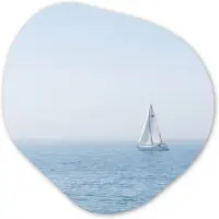 MuchoWow Organische wanddecoratie 60x60 cm - Organisch schilderij Horizon - Zeilboot - Zee - Muurdecoratie woonkamer - Kamer decoratie - Schilderijen - Muurcirkel aesthetic