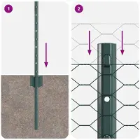 vidaXL zeshoekig gaasgek met palen 100 x 0,5 m PVC-Coated Staal Groen