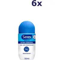 Sanex Deodorant Roller Dermo Extra Control - 6 x 50 ml - Voordeelverpakking