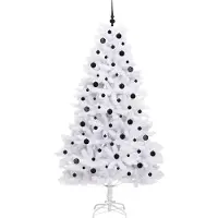 vidaXL Kunstmatige Hinged Kerstboom Wit 210 cm PVC en Staal