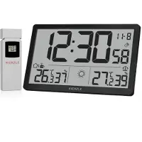 KIENZLE Jumbo NEO LCD - Wandklok met Weerstation - Zwart - Radiografisch