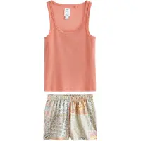 Next Korte pyjama lichtblauw / geel / perzik / lichtroze