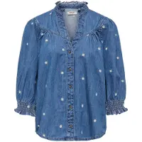 ONLY Blouse 'ONLRAYA DAISY' blauw denim / geel / wit