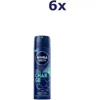 Nivea MEN Ultra Charge Anti-Transpirant -Deodorant Spray - 72u Bescherming- Voordeelverpakking -6 x 150 ml