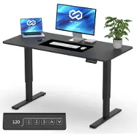 Infinity Goods Zit Sta Bureau Elektrisch Verstelbaar - 140 x 60 CM - Geheugenfunctie - Zwart