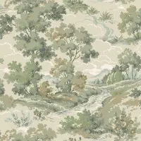 Duro Vliesbehang 540-03 - Gammalsvenska Papper - Toile de Jouy Groen - 53cm x 10.05m