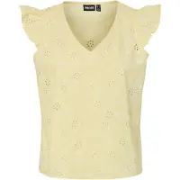 Pieces Blouse 'PCBanna' pasteelgeel / wit