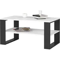 Akord Salontafel Koffietafel ALEX / Wit - Zwart / 92x45x53 cm