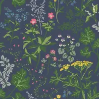Duro Vliesbehang 428-03 - Linnéa - Botanisch Blauw - 53cm x 10.05m