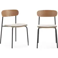 CALICOSY - Set van 2 stoelen in stof met metalen poten L46 cm - ADRIANA