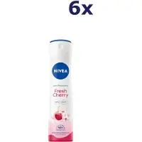 Nivea Fresh Cherry Anti-Transparant Deodorant Spray - 72u Bescherming - Langdurige Frisse Geur - Voordeelverpakking - 6 x 150 ml