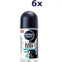 Nivea MEN Black & White Fresh Anti-Transpirant Deo Roller - Tegen witte en gele vlekken - Voordeelverpakking - 6x 50ml