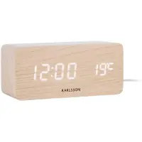 Karlsson Block Wekker | 15x7.1x7.4cm | Light wood veneer