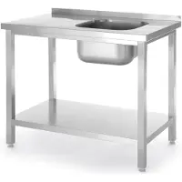 Hendi Spoeltafel rvs - spoelbak rechts, legplank - 100x60x85 cm - zilverkleurig - horeca