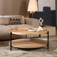 Livin24 Salontafel Rio Ø90 cm blank eiken