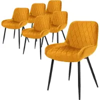 ML-Design Set van 6 Eetkamerstoelen Eetkamerstoel met Rugleuning en Armleuningen, Oker, Fluwelen Zitting, Metalen Poten,