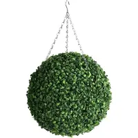 Happiq Kunstplant Topiary Ball - Voor Binnen & Buiten - LED-verlichte Decoratieve Plant - Met Afstandsbediening - groen-40cm