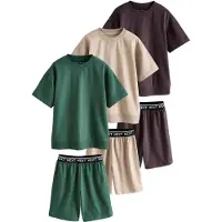 Next Nachtkledij beige / groen / aubergine / wit