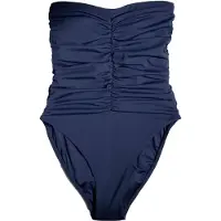 Next - Dames - N. Premium buikcorrigerend bandeau-badpak van Italiaanse stof - Blauw