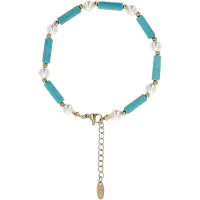 IZIA Armband turquoise / goud / parelwit