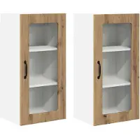 vidaXL Wandglas Kasten PORTO 2 st Artisan Eiken Bewerkt hout