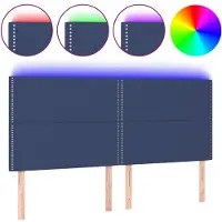 vidaXL Hoofdbord LED 180x5x118/128 cm stof blauw
