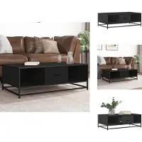 vidaXL Salontafel 100x57x35 cm bewerkt hout en metaal zwart