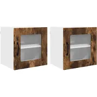 vidaXL Wandglas Kasten LUCCA 2 pcs Gerookt eiken 40 x 31 x 40 cm
