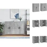 vidaXL Wandkast - Wandkasten - Opbergkast - Keukenkast - Hangkasten 2 st 69,5x34x90 cm betongrijs