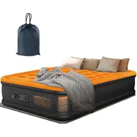 Ren Luchtbed met Ingebouwde Pomp - Luchtmatrass - Luchtbed - voor 2 Personen - Zelfopblazend - Donkeroranje- 205cm x 155cm x 43cm