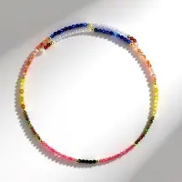 Cavill - Stalen Halsband met Unakiet, Zwarte Spinel & Rhodoniet - 31 cm - 38 ct Edelstenen - Kleurrijke, Elegante Gefacetteerde Ronde Kralen