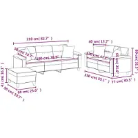 vidaXL 3-delige Loungeset met kussens microvezelstof donkergrijs