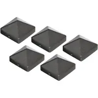 Alberts 839918 paalkap voor houten palen | hoge vorm | gegoten aluminium | antraciet-metallic | 70 x 70 mm | Set van 5