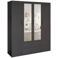 Huisenthuis.nl Kledingkast Jean Donkergrijs - Breedte 120 cm - Hoogte 185 cm - Diepte 52 cm - Met lades - Met hanggedeelte - Met planken - Met openslaande deuren