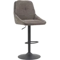 Huisenthuis.nl Barkruk Avaro Grijs - Stof - Set van 2 - Geschikt voor kookeiland - Draaibaar - Met rugleuning - In hoogte verstelbaar - Zithoogte 85 - 64 cm - Zitdiepte 44 cm