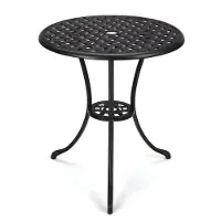 Bolt Ronde Terras Eettafel 60 cm - Voor Tuin, Terras & Balkon - Bistrotafel met Parasolgat - Gegoten Aluminium voor Buiten - tuintafel terrastafel - Zwart