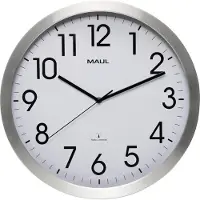 MAUL Move radiogestuurde aluminium wandklok zilvergrijs met witte wijzerplaat (Ø 40 cm)