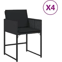 vidaXL Tuinstoelen 4 st met kussens poly rattan zwart