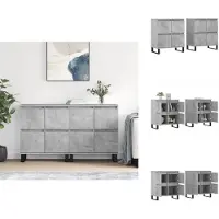 vidaXL Dressoir - Dressoirs - Kast - Wandkast - Dressoirs 2 st bewerkt hout betongrijs