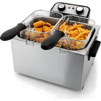 Mira Frituurpan - Dubbele Frituurpan - Friteuse - Dubbele Friteuse - Zilver - 38cm x 38cm x 28cm