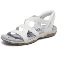 SKECHERS Dames Slip-ins Reggae Slim Stretch Flex sandalen wit (39), Plat, Geen, Casual 163460