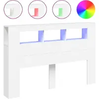 vidaXL Hoofdeinde met LED 160x18,5x103,5 cm bewerkt hout wit