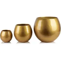 Mondex NEVA GOLD - Keramische Bloempotset - 3 Stuks - Goud - Luxe
