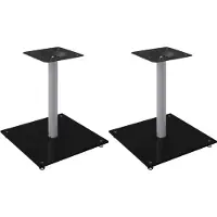 vidaXL Luidsprekerstandaards 2 st 1 pijler gehard glas zwart en zilver