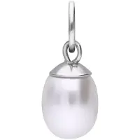 Lucardi Dames Stainless steel bedel met parel - Hanger - Staal - Zilverkleurig