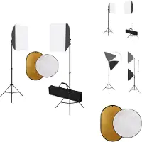 vidaXL Studioset - Softboxlampen 40 x 60 cm - Stalen statief 90-208 cm - 5-in-1 - 2-in-1 reflector - Draagtas - Fotostudio Set