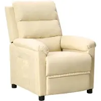 vidaXL Fauteuil verstelbaar stof crèmekleurig
