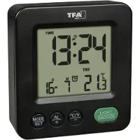 TFA-Dostmann 60.2567.01 Wekker Zendergestuurd Zwart Alarmtijden 1